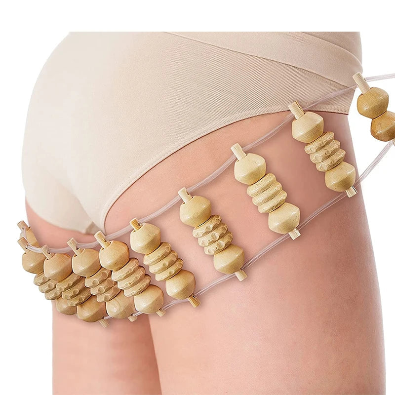 1pcs Wooden Therapy Massage Tool Back Massager Roller Rope for Body Shaping Pain Relief Wooden Treatment Purest Peak